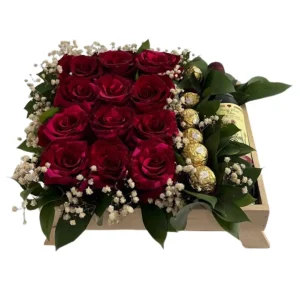 Rosas, chocolates y vino